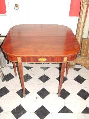 A late George IV mahogany and satinwood crossbanded card table - 2