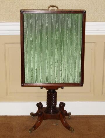 A Regency mahogany adjustable fire screen