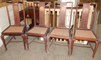 A set of four late 19th/early 20thC mahogany Arts and Crafts style dining chairs