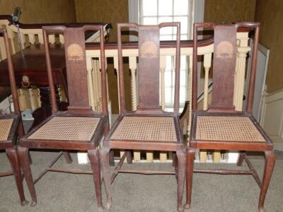 A set of four late 19th/early 20thC mahogany Arts and Crafts style dining chairs - 2