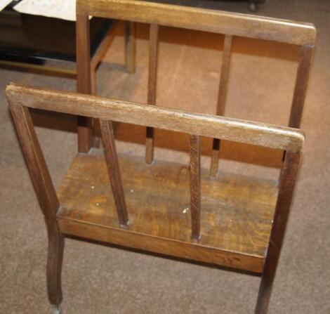 An Edwardian oak folio stand.