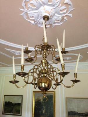 A gilt brass chandelier