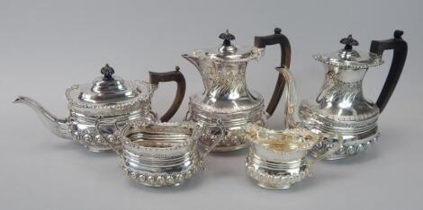 A Victorian silver five piece tea set