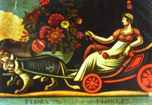 A coloured glass print Flora The Goddess of Flowers