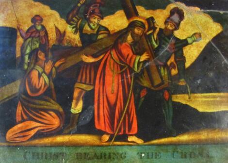 A coloured glass print Christ Bearing The Cross