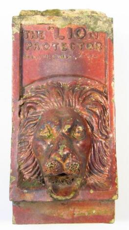 A 19thC stoneware Lion Protector fountain head