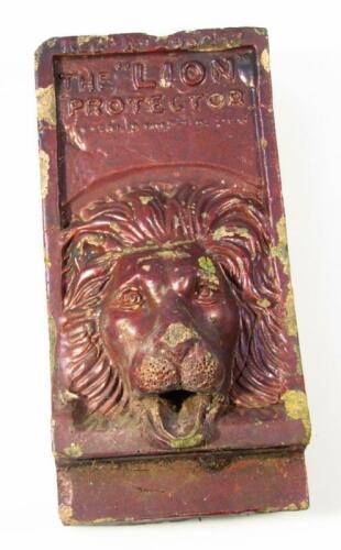 A 19thC stoneware Lion Protector fountain head