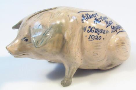 A 1920's Albert Arthur Earl Hopkinson advertising pottery money box