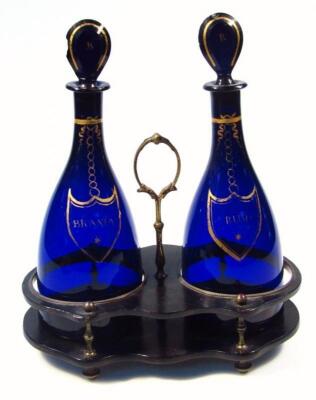 A late 18thC papier mache decanter set