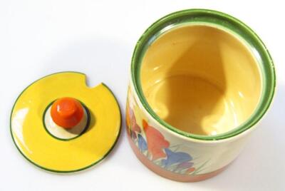 A Clarice Cliff Bizarre crocus pattern preserve jar and cover - 3