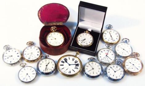 Thirteen various pocket watches