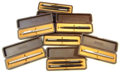 Various late 20thC cased Parker fountain pens