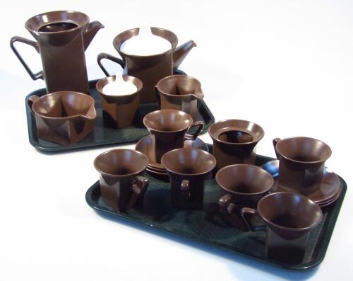 A 20thC Johnson brown and cream glazed part tea service