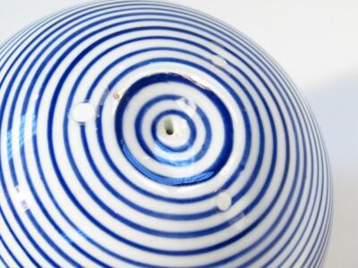 A 19thC blue and white porcelain carpet bowl style paperweight - 2