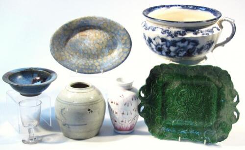 A 18thC Chinese pottery ginger jar and various Studio pottery