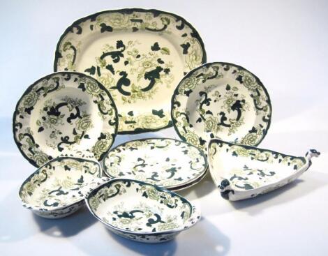 Various Mason's Chartreuse pattern china