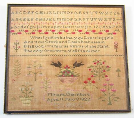 A George IV alphabetic pictorial and motto sampler