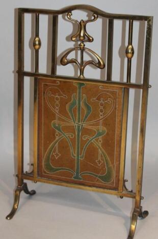 A late 19thC brass Art Nouveau fire screen