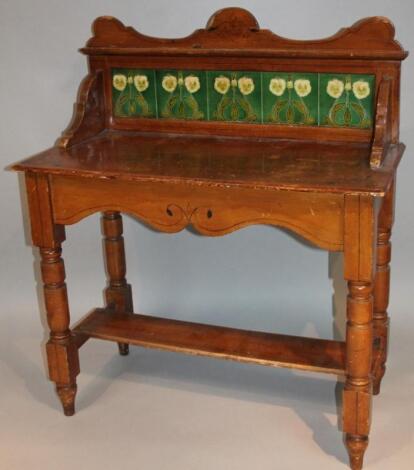 A late 19thC partially painted pine washstand