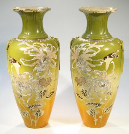 A pair of 20thC Taisho period pottery vases