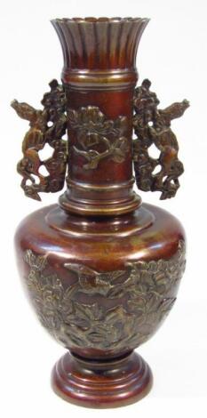 A Japanese later Meiji period bronze vase