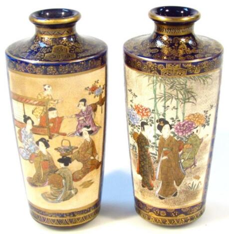 A pair of Japanese Meiji period satsuma pottery vases