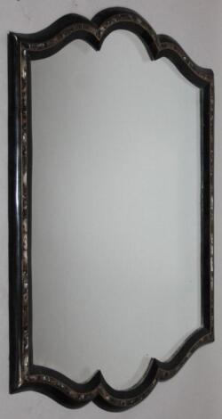 An Aesthetic style ebonised and mother-of-pearl finish mirror