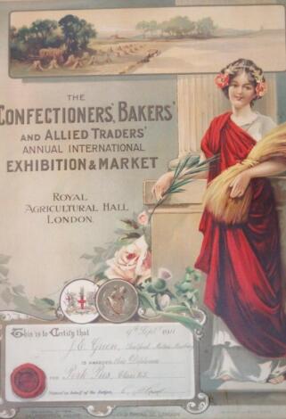 An early 20thC Confectioner's Baker's and Allied Trader's Exhibition of Market certificate