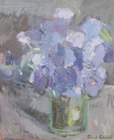 Richard Robinson (20thC). Still life vase of flowers on a table