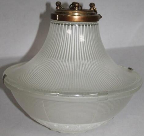 A mid 20thC frosted glass lamp shade