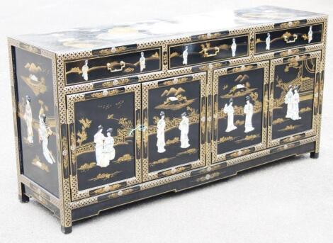 A modern oriental design lacquer finish sideboard