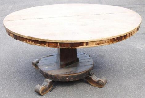 A 19thC rose wood supper table