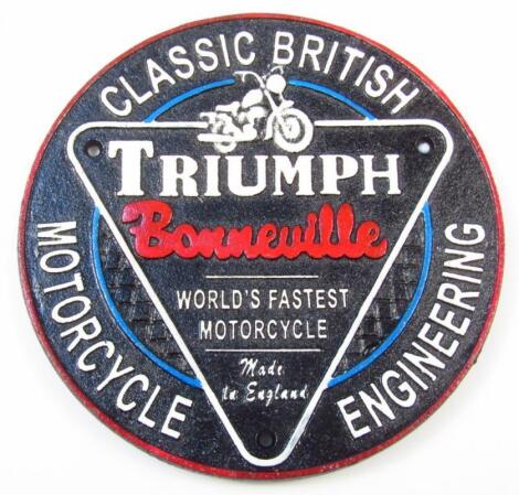 *A Triumph motorcycle plaque.