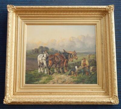 Richard Ansdell (1815-1885). Farmer with sheep dog and working horses in country landscape - 2