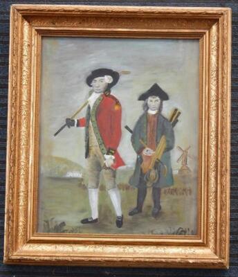 19thC British School. Two gentlemen holding golf clubs - 2