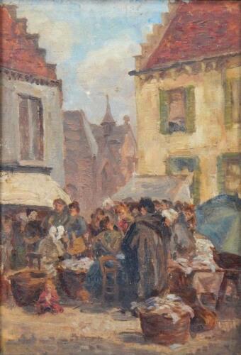 19thC Continental School. Market scene