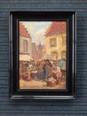 19thC Continental School. Market scene - 2