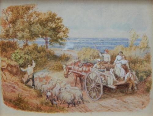 Myles Birket Foster (1825-1899). Rural scene - figures on horse and cart