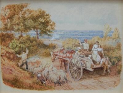 Myles Birket Foster (1825-1899). Rural scene - figures on horse and cart