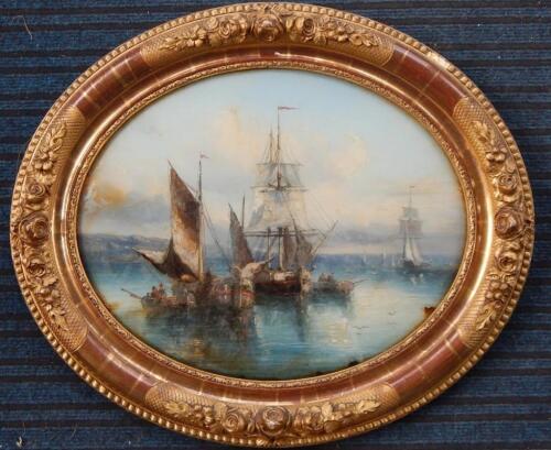 19thC Continental School. Coastal scenes with figures and fishing boats