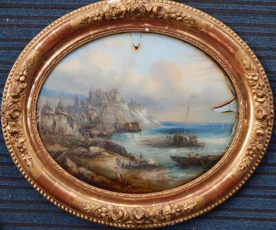 19thC Continental School. Coastal scenes with figures and fishing boats - 2