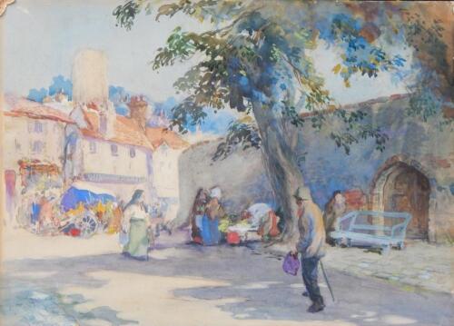 Bertram Prance (1889-1958). Market scene with figures