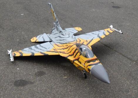 A Fly Eagle F16 1-8 scale remoted controlled plane