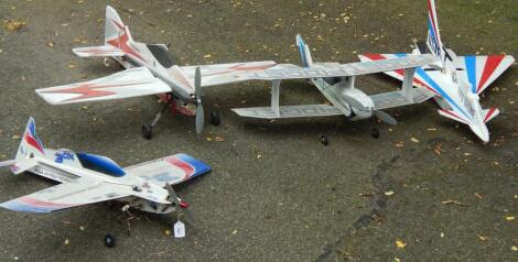 Four polystyrene starter R/C planes