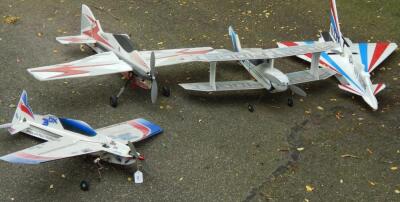 Four polystyrene starter R/C planes