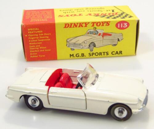 A Dinky Toys MG B sports car