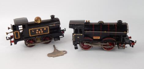 A Hornby 0 gauge tinplate clockwork tank locomotive