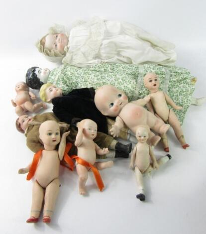 Bisque and porcelain headed dolls. (a quantity)