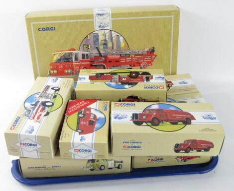 A collection of Corgi Classics die cast fire engine models