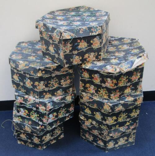 A set of seven Marshall & Snelgrove cardboard octagonal hat boxes